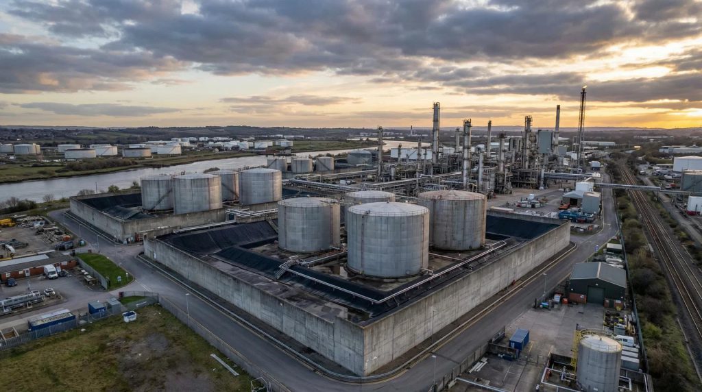 Aerial view of an industrial chemical plant